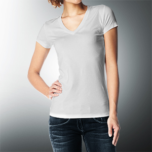 T-Shirt Donna Scollo V - Mockup