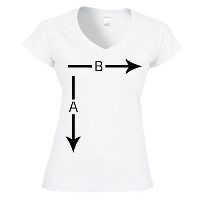 Damen-T-Shirt mit V-Ausschnitt Size Guide