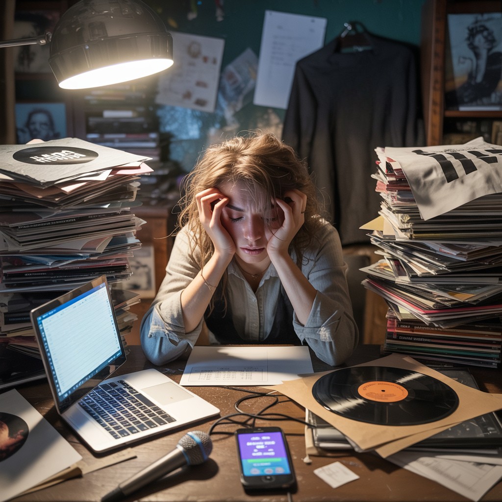 Musicista stressato per il merchandising